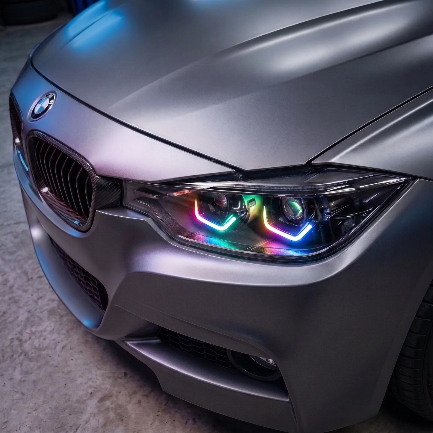 Universal Hexagon Shape Shrouds Bezel Covers With RGB LED Daytime Running Lights