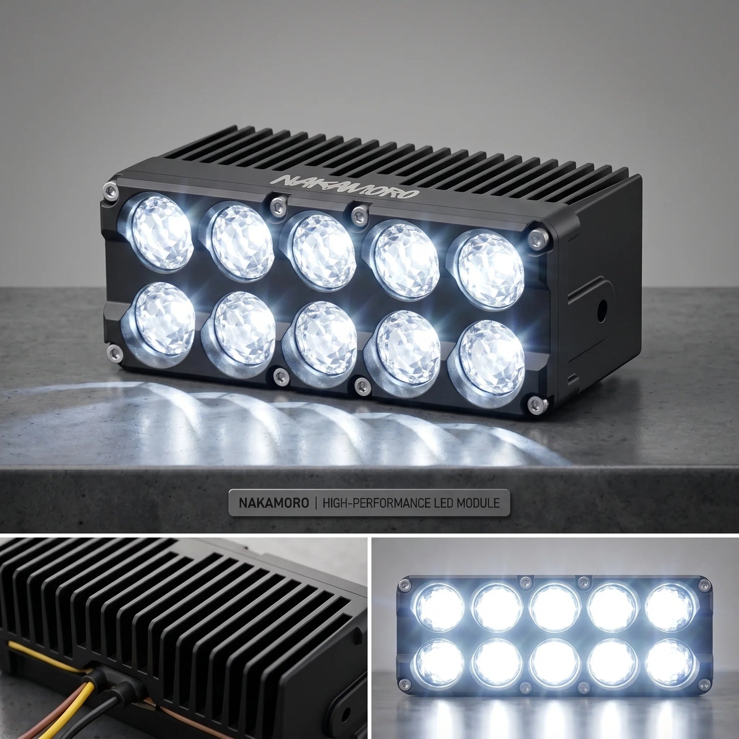Nakamoro High-Power 10 Lens LED Projector Auxiliary Light With Dual Color Universal Fit For Off Road Vehicles