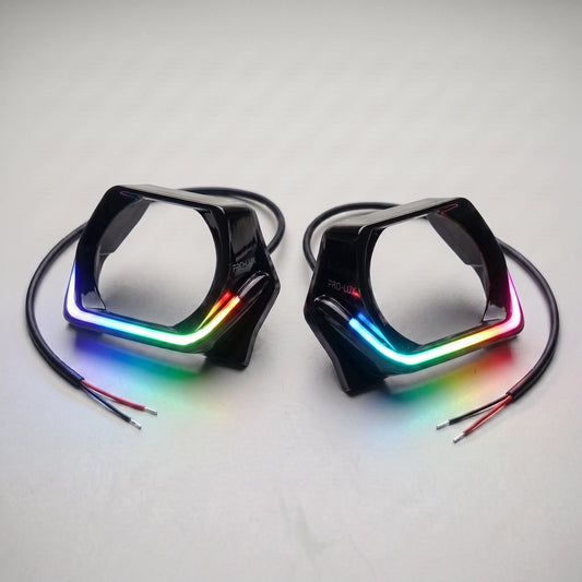 Universal Hexagon Shape Shrouds Bezel Covers With RGB LED Daytime Running Lights