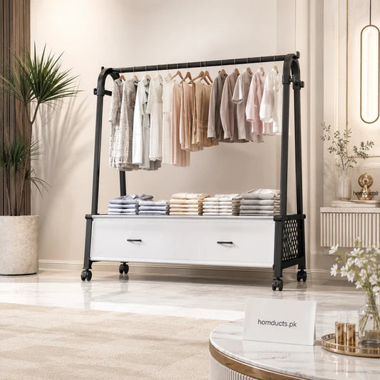 Luxury A-Frame Dustproof Clothes Rack with Storage Shelf